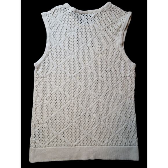 Massive Luxury Edition Shirt Men’s M Crochet Knit Sleeveless Tank Top Ivory - Picture 6 of 6
